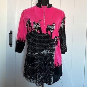 Jamie sadock short sleeve golf shirt rock n roll unique artsy sz lg